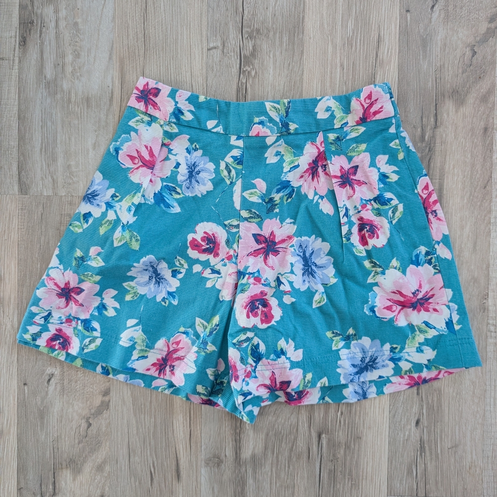 Zara Floral Kids Shorts Blue and Pink, 10Y (V3)